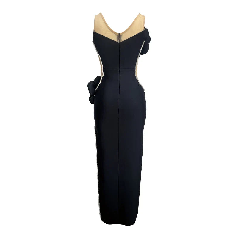 Arrival Women Sleeveless Sexy Big Florals Bodycon Bandage Long Dress Celebrate Nightclub Party Evening Cocktail Dress