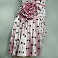 Sexy Women'S Three-Dimensional Flower Patchwork Polka Dot Dress V-Neck Long Sleeved Draped Bodycon Pink Mini Dress Vestidos