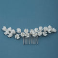 Wedding Accessories Silver Color Hair Comb Pin Porcelain Flower Head Piece For Brides Party Silver Color Hairpin Bridal Jewelry