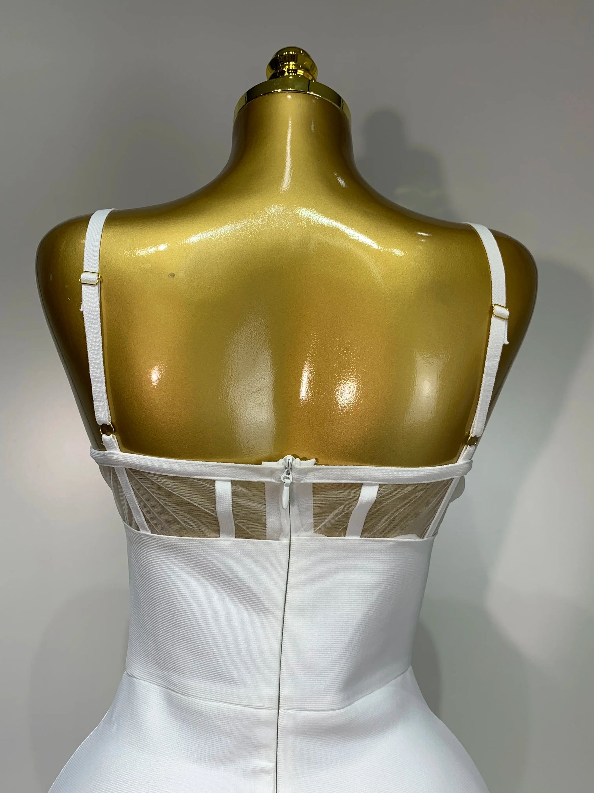 Fashion Sexy V Neck Backless Diamonds Split Women Bodycon Bandage Dress White Elegant Evening Club Party Birthday Dresses
