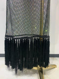 Fashion Black Sleeveless Sparkly Diamonds Tassel Bandage Dress Celebrity Cocktail Evening Party Luxury Birthday Gown