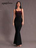 Elegant Women Light Luxury Hot Diamond Bandage Dress Camisole Sleeveless Bodycon backless Long Dress Evening Party Vestidos