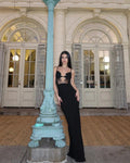Arrival Black Color Women Sleeveless Sexy Strap Mesh Bodycon Bandage Long Dress Celebrate Birthday Party Evening Outfit