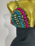 Sparkly Colorful Diamonds V Neck Black Bodycon Bandage Dress Celebrity Elegant Evening Club Party Luxury Birthday Dresses