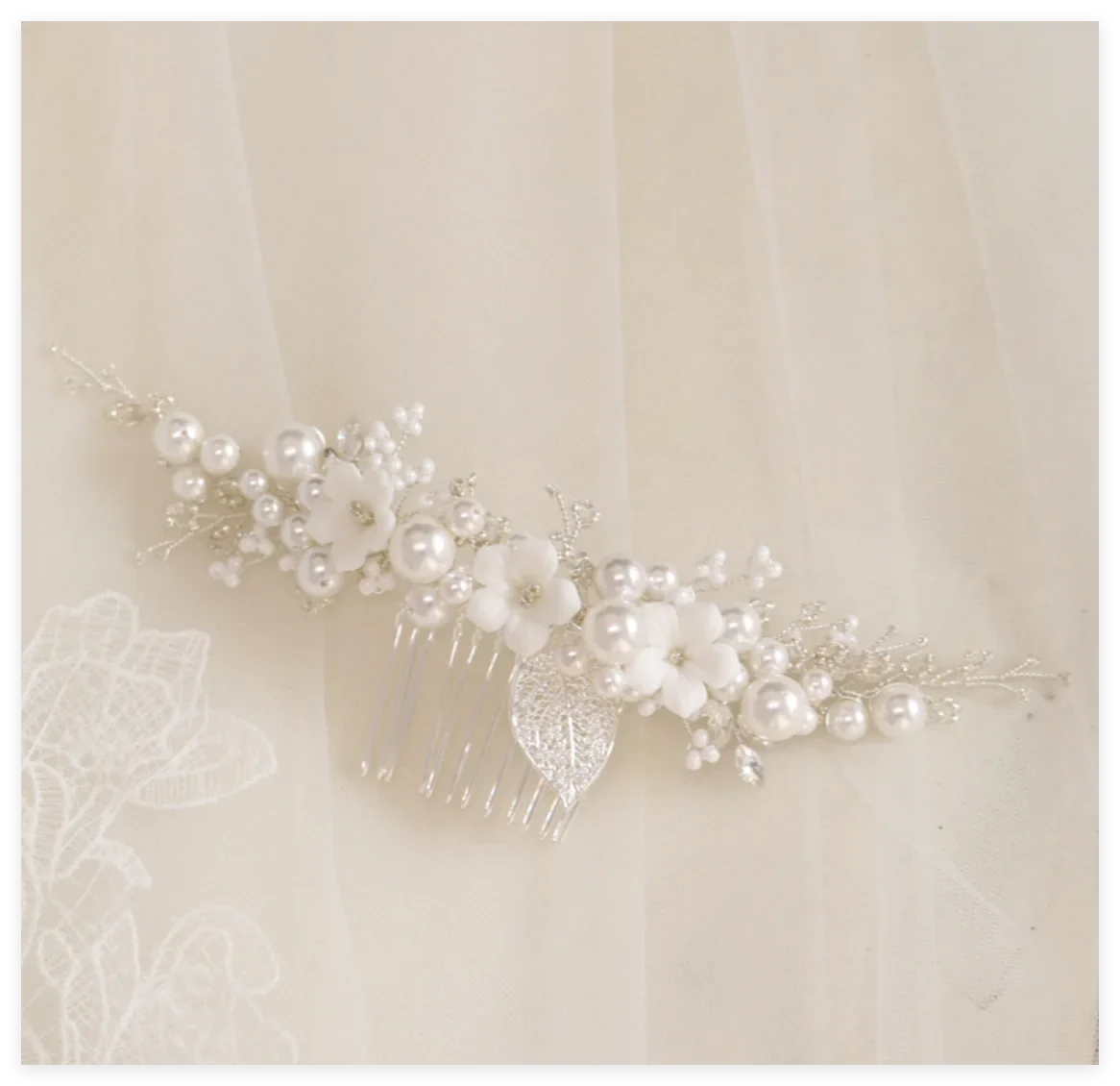 Flower Bridal Hair Comb Headpieces For Wedding Hair Accessories Pearl Bride Hairpin Hair Clips Prom Wedding Hair Piece Headdress