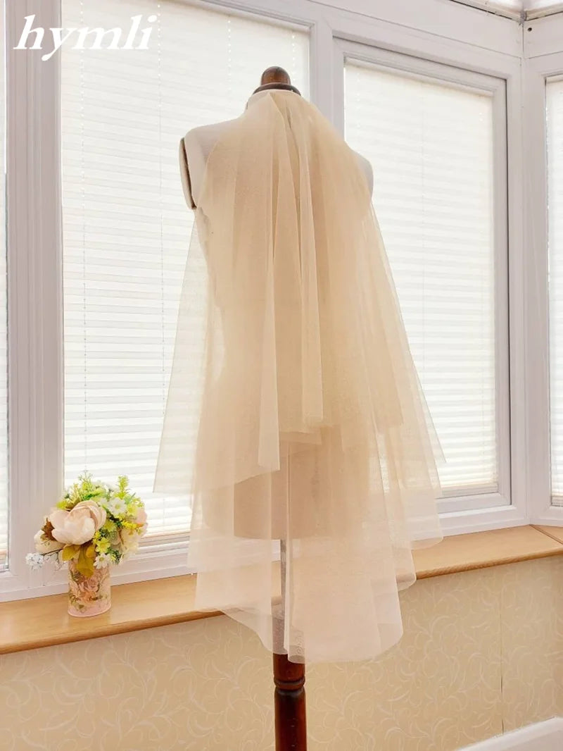 2 Tier Bridal Veil Cut Edge Champagne Wedding Veil