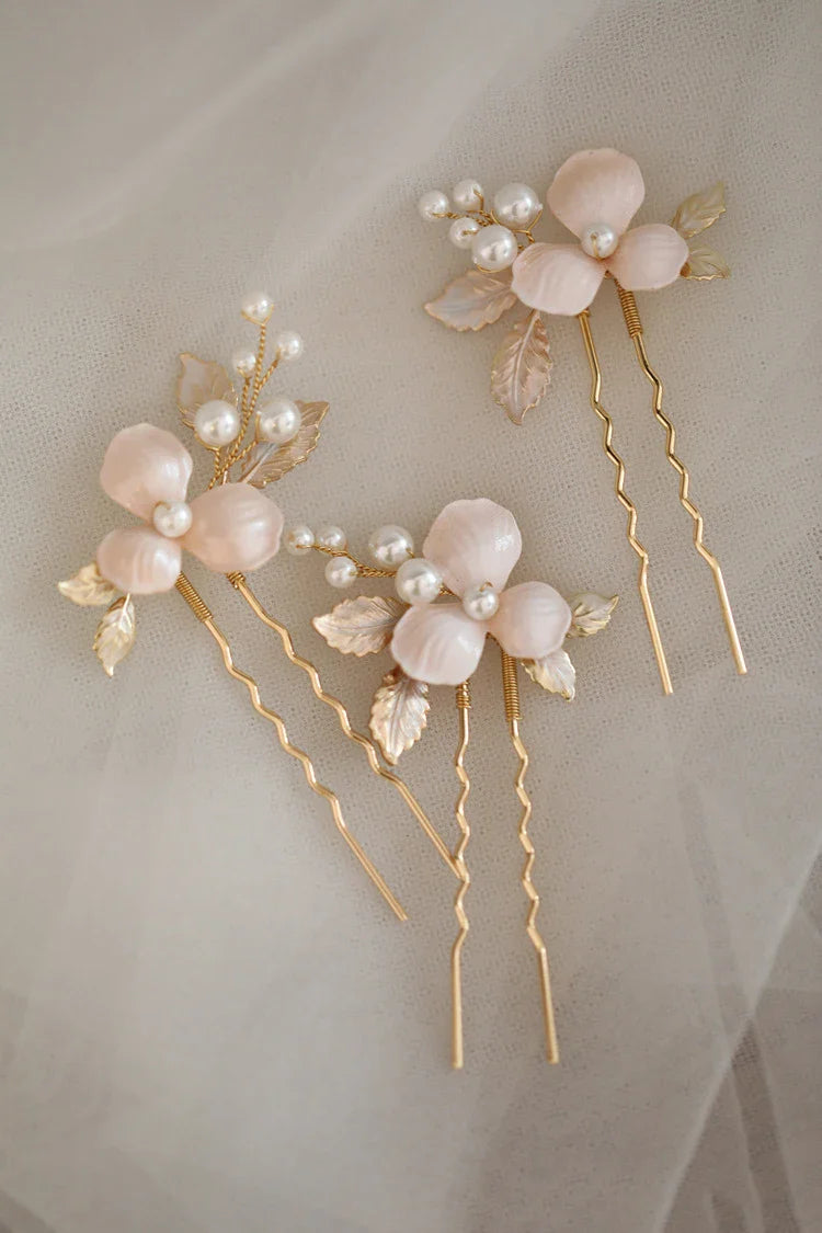 Wedding Accessories Flower Hair Pin Clip Vintage Gold Color Hairpin For Brides Bridesmaids Girl Party Head Piece Bridal Jewelry pearl