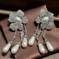 Vintage Flower Bridal Earrings Pearl Zirconia Wedding Earring For Brides Bridesmaids Accessories Women Birthday Gifts Jewelry