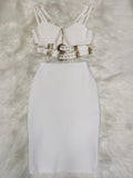 3 Colors Women Sexy Tops Skirts Set Rayon Bandage Fashion Nightclub Party Wear Women's Set High Quality WHITE
