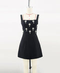 High Quality Women Sleeveless Sexy Square Collar A-Line Bodycon Mini Dress Fashion Celebrate Birthday Party Evening Dress
