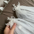 White , Off-White , Ivory Wedding Cape Veil Cathedral Length Lace Bridal Veil Shoulder Veil