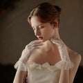 Lace Short Imitation Pearls Bridal Gloves Wristband Wedding Glove For Women Girl Party Evening Dress Jewelry Brides Accessories