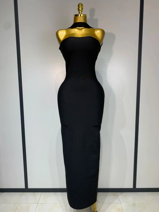Women Sexy Backless Bodycon Bandage Dress Sleeveless Maxi Long Elegant Dresses Luxury Birthday Dress Club Party Outfit black