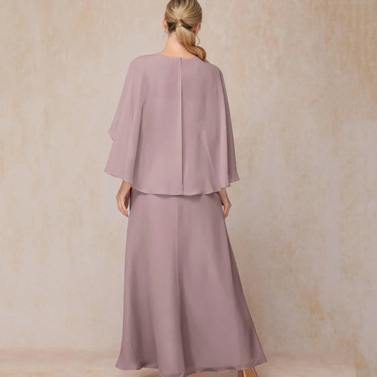 Customized Elegant A Line Chiffon Mother of Dresses O Neck Formal Evening Gowns Appliques Bridal Party vestido invitada boda