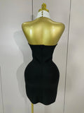 Sexy Backless White Shirt Collar Black Mini Bodycon Bandage Dress Women Elegant Evening Club Party Luxury Birthday Dresses