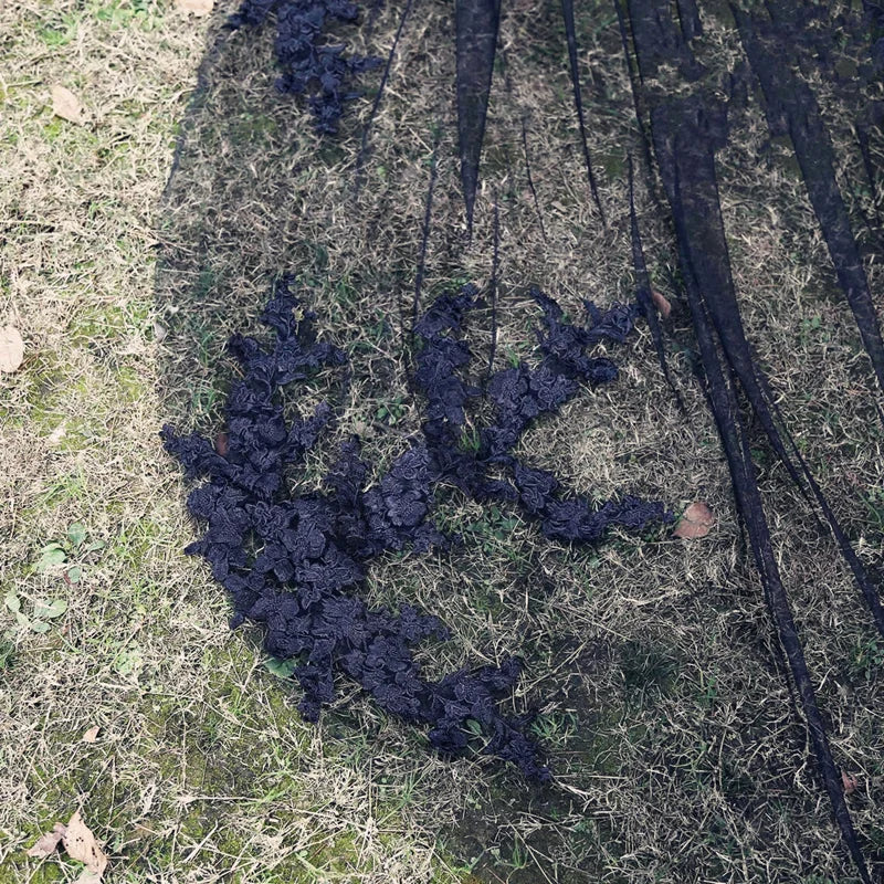 1 Layer Black Lace Wedding Veil Cathedral Length 3 Meters Bridal Veil