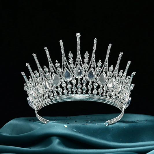 Baroque Queen Crowns For Women Crystal Zircon Big Bridal Tiara Crown For Wedding Pageant Miss Universe Diadem Bride Headpiece