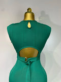 Luxury Birthday Dress Sexy O Neck Sleeveless Hollow Out Fringe Dress Women Green Slim Dresses Elegant Evening Party Club Gowns