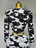 New Arrival Women Long Sleeve Jacquard Weave Two Pieces Set Celebrity Red Carpet Dress Birthday Bodycon Bandage Women's Set
