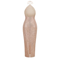 Shinning Sequins Women Sexy Halter Off the SHoulder Bodycon Slim Long Dress Fashion Celebrate Evening Party Cocktail Dress