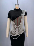 2024 New Celebrity Red Carpet Dress Women Sexy Short Sleeve Pearl Beading Bodycon Long Dress Evening Party Prom Outfit Vestido
