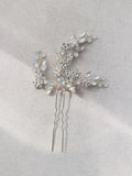 Flower Hair Clip Pin Vintage Gold Silver Color Head Piece Brides Women Opal Crystal Hairpin Wedding Accessories Bridal Jewelry 1pc silver color