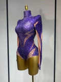 High Quality Luxury Rhinestone Elastic Long Sleeved Bodysuit Club Singer Dancer Stage Performa Costume Evening Party Outfit