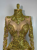 Women Long Sleeve Sexy Shinning Sequins Bodycon Mini Dress Mesh See Through Celebrate Birthday Evening Party Club Stage Outfit