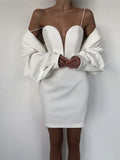 Black White Color Women Sexy Strap V-Neck Bodycon Mini Dress Sleeveless Bandage Nightclub Celebrate Party Dress