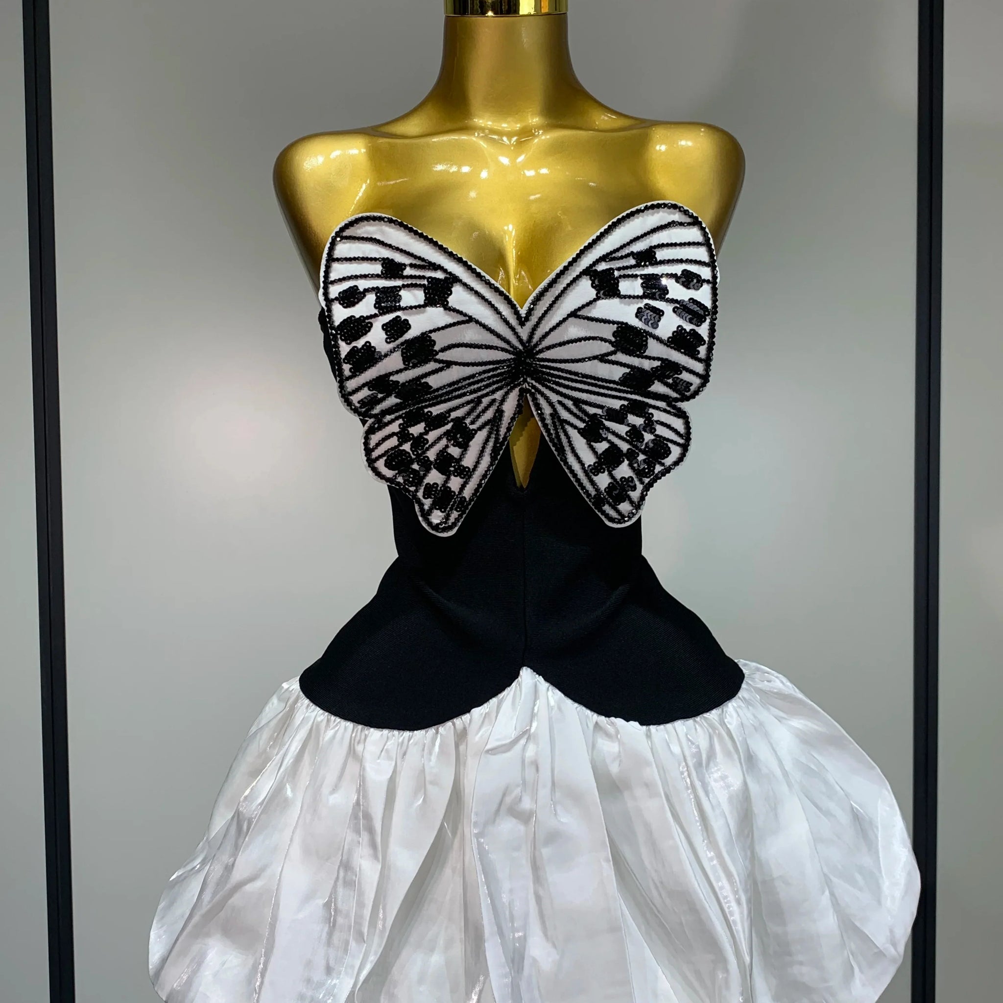 Elegant Evening Party Bandage Dress Sexy Backless Butterfly Sequin Designer Women Luxury Birthday Celebrity Fashion Show Dresses black