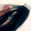 Simple Black 1 Layer Chapel Length Bridal Veil Cut Edge with Metal Comb Soft Tulle