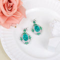 Luxury Green AAA Zircon Bridal Earrings CZ Cubic Zirconia Wedding Earring For Brides Accessories Women Gift Dinner Party Jewelry