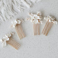 Bridal Jewelry Imitation Pearl Hair Comb Pin Porcelain Flower Head Piece Brides Gold Silver Color Hairpin Wedding Accessories gold color