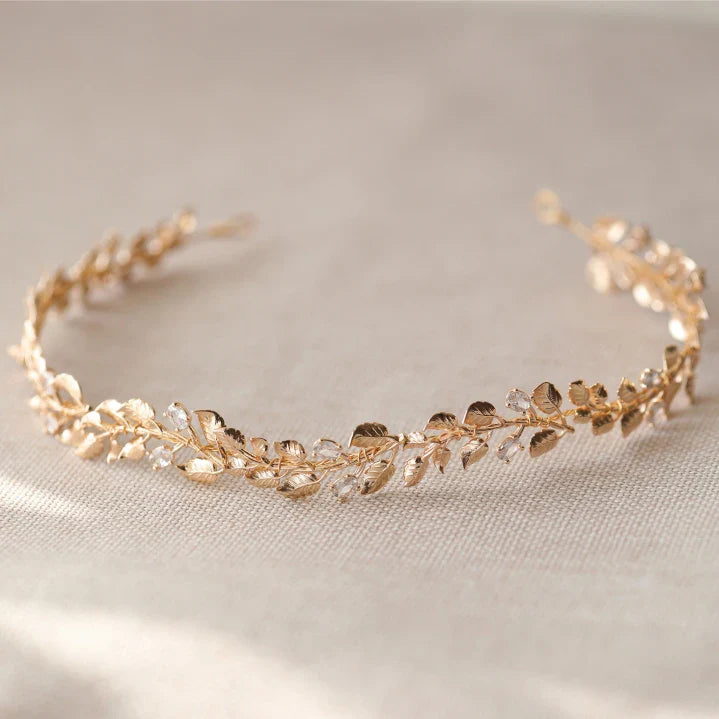 Wedding Hair Accessories Vintage Gold Color Headband Hairband Leaf Headpiece Headwear Bride Bridesmaids Headdress Bridal Jewelry 1