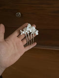 Bridal Jewelry Porcelain Flower Hair Comb Pin Pearl Hairpin For Brides Bridesmaids Silver Color Head Pieces Wedding Accessories