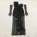 Top Quality Women Sleeveless Sexy One Shoulder Floral Mesh See Through Bodycon Bandage Long Dress Celebrate Nightclub Party Wear