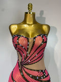 Women Sexy Backless Sparkly Rhinestones Mesh See Through Maxi Dress Luxury Birthday Singer Stage Costume Evening Party Vestido