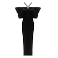 Red Blue Women Sexy Off the Shoulder Crystal Halter Bodycon Long Bandage Dress Celebrate Evening Party Cocktail Outfit