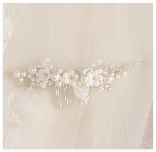Flower Bridal Hair Comb Headpieces For Wedding Hair Accessories Pearl Bride Hairpin Hair Clips Prom Wedding Hair Piece Headdress