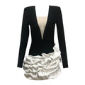 High Quality Black Color Women Long Sleeve Sexy V-Neck Bodycon Mini Bandage Dress Celebrate Evening Party Birthday Dress black