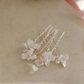 Wedding Accessories Porcelain Flower Hair Pin Clip Silver Color Head Piece For Brides Women Bridesmaids Hairpin Bridal Jewelry