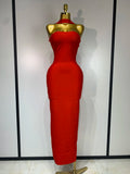Women Sexy Backless Bodycon Bandage Dress Sleeveless Maxi Long Elegant Dresses Luxury Birthday Dress Club Party Outfit Red