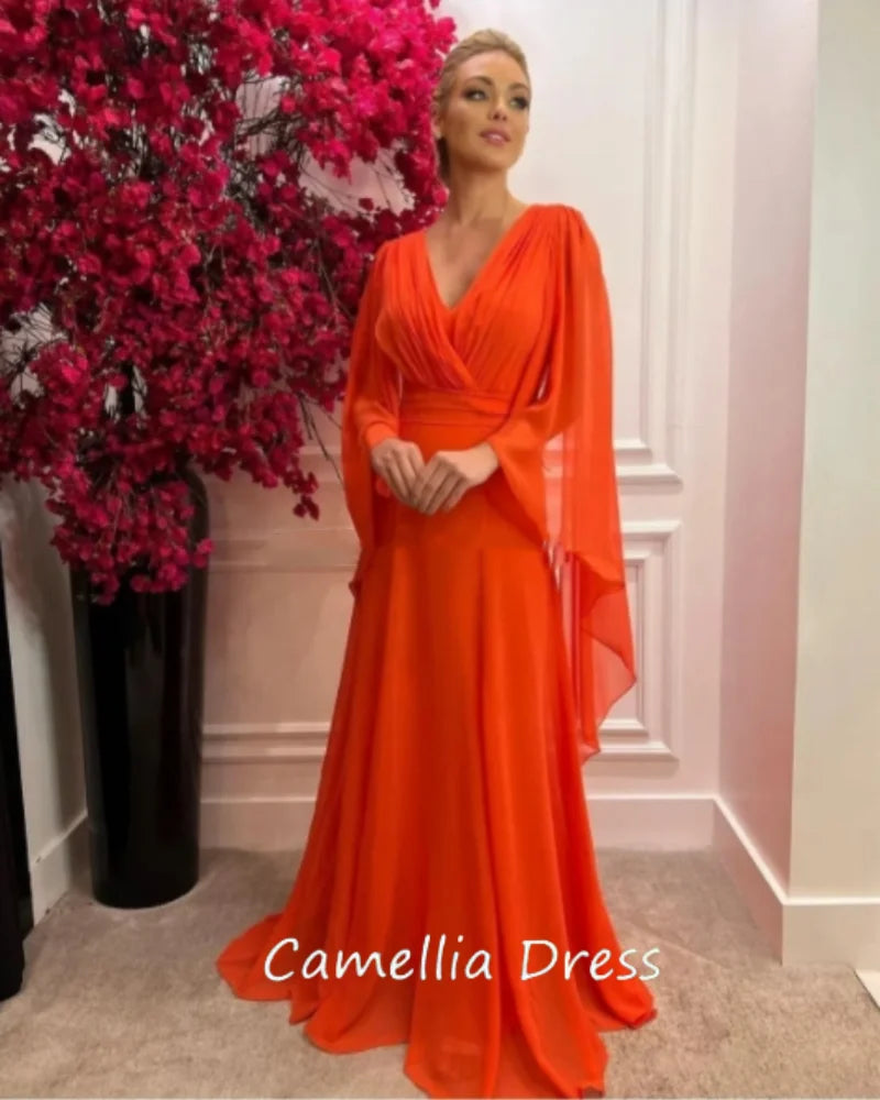 V-Neck Wedding Party Dresses for Women Mother of the Bride Dresses A-Line Chiffon Floor Length Same as picture