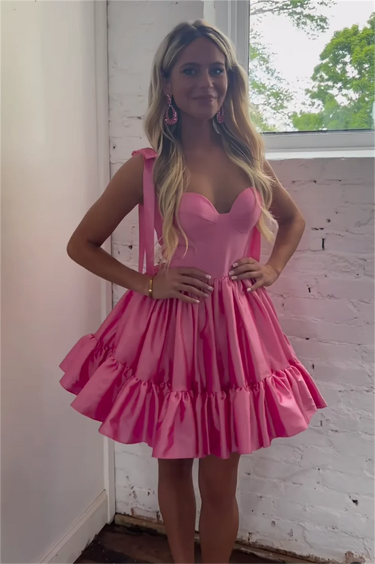 Amanda Sexy Mini Prom Dress 2023 Fuchsia Taffeta فساتين مناسبة رسمية Exquisite Spaghetti Straps Vestidos De Noche