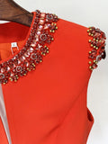 Spring Women Sleeveless O-Neck Straight Mini Dress Colorful Crystal Elegant Evening Party Fashion Outfit Vestido