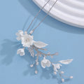 Porcelain Flower Hair Pin Clip Zircon Hairpin Brides Bridesmaids Silver Color Head Pieces Wedding Accessories Bridal Jewelry