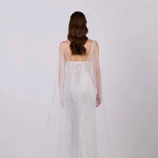 One Layer Shoulder Veil 250cm Pearl Bridal Veils