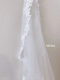 1 Tier Lace Applique Wedding Veil Cathedral Length Bridal Veil