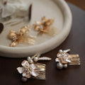 Vintage Gold Color Hair Comb Clip Flower Leaf Head Piece For Brides Bridesmaids Pearl Hairpin Bridal Jewelry Wedding Accessories