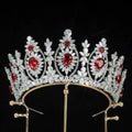 Bridal Hair Jewelry Red Zirconia Tiaras Crowns Zircon Headband Diadem Brides Women Pageant Prom Headpiece Wedding Accessories red